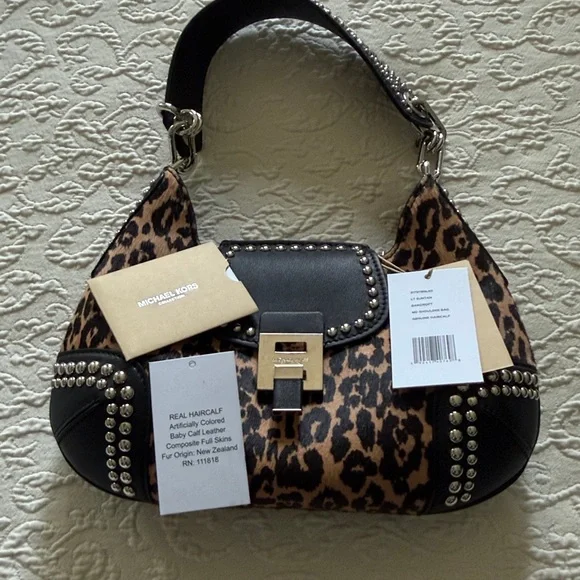 MICHAEL KORS COLLECTION Calf Hair Shoulder Bag with Stud Detail - Picture 4 of 16